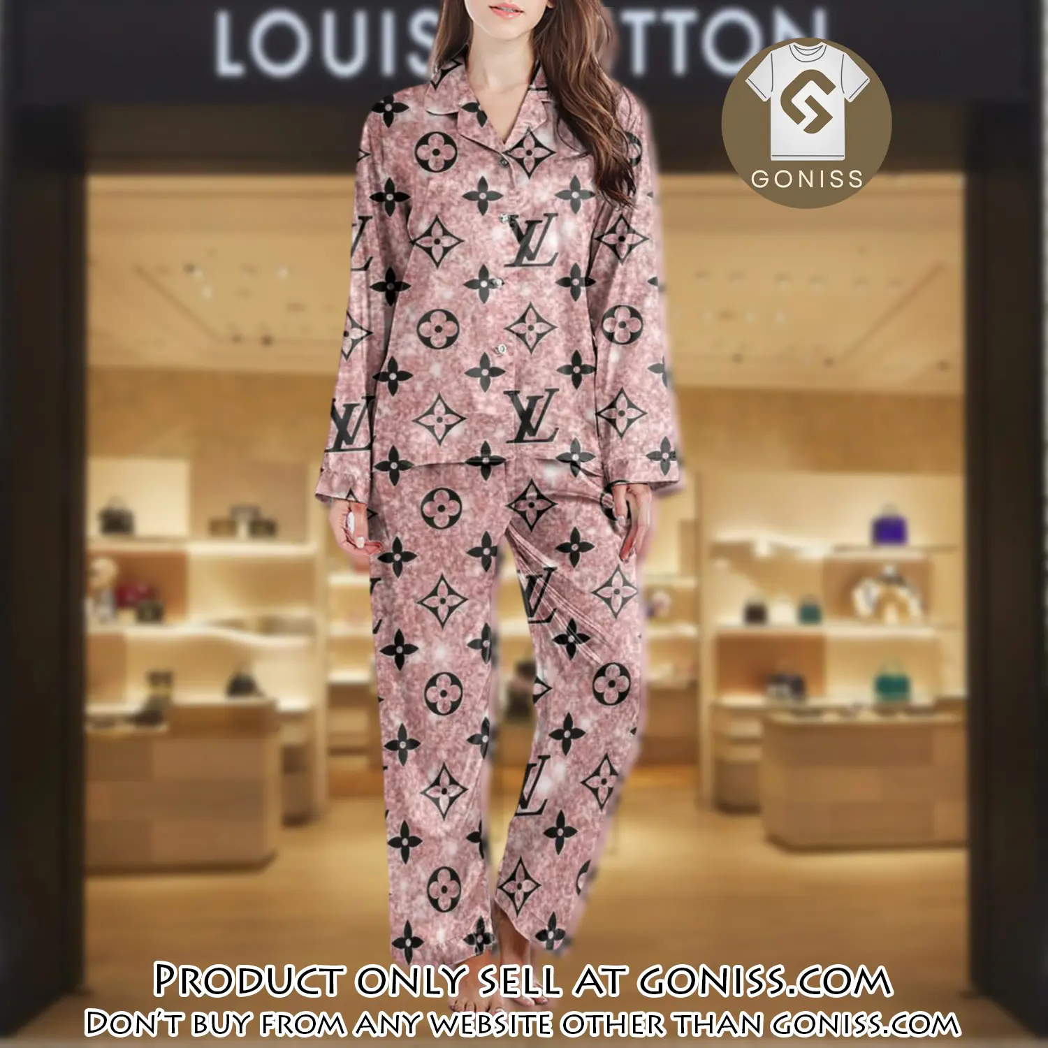 Lv monogram long satin pajama set pjs1021 gn1215465